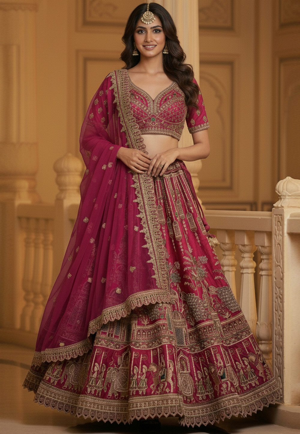 Pink Silk Bridal Lehenga Choli 320540