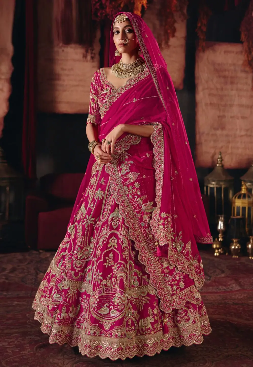 Pink Silk Bridal Lehenga Choli 336094