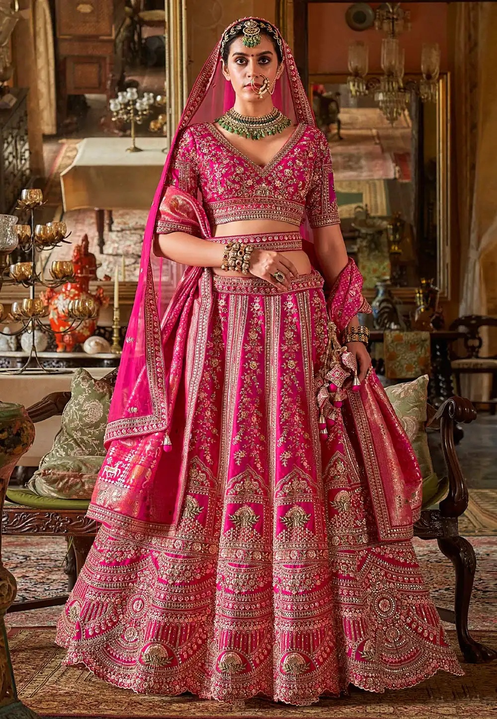 Pink Silk Bridal Lehenga Choli 317311