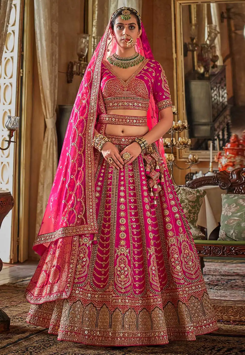 Pink Silk Bridal Lehenga Choli 317316