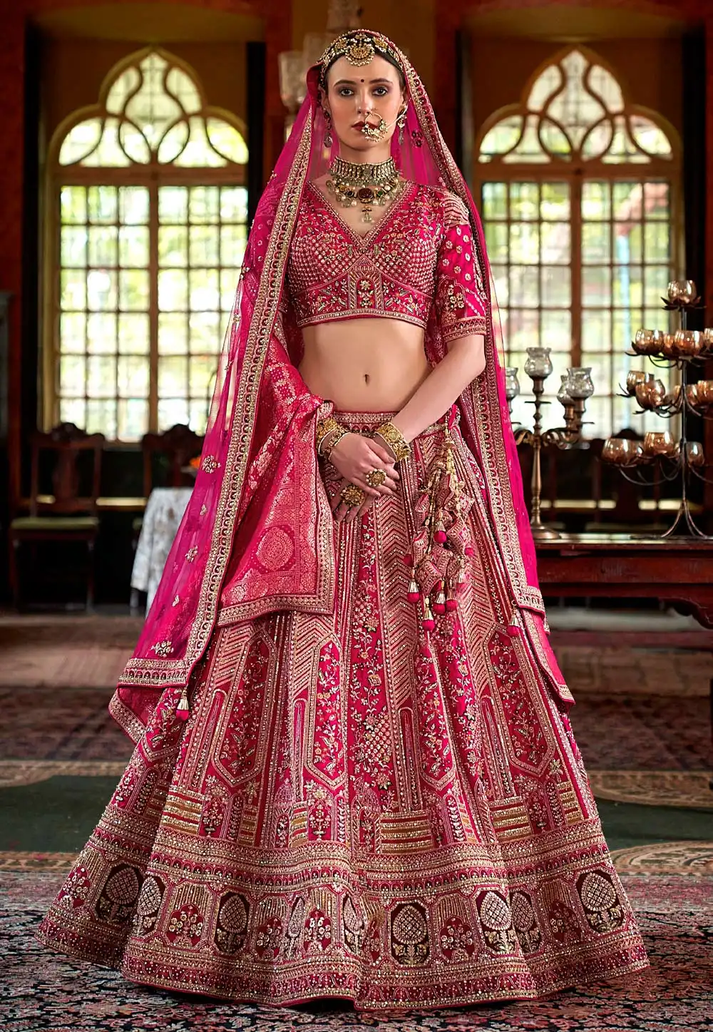 Pink Silk Bridal Lehenga Choli 317317