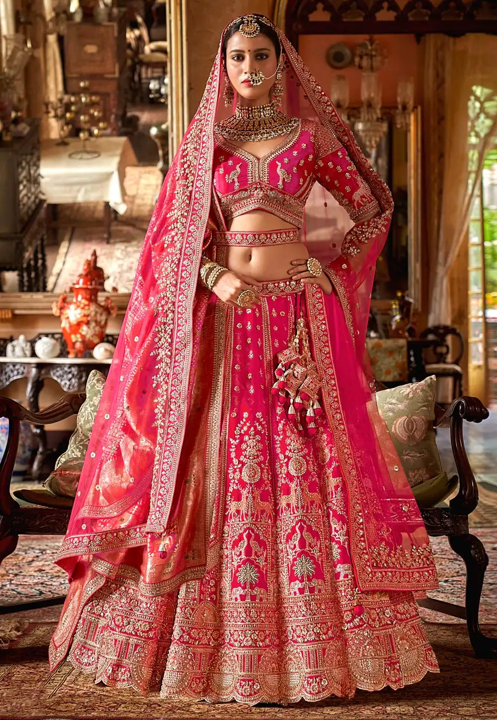 Pink Silk Bridal Lehenga Choli 317322