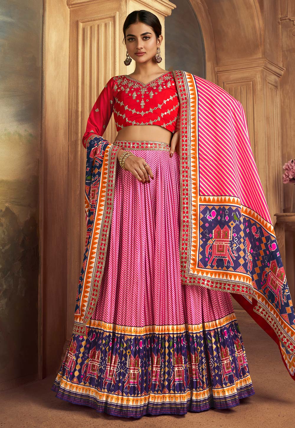 Pink Silk Circular Lehenga Choli 283684