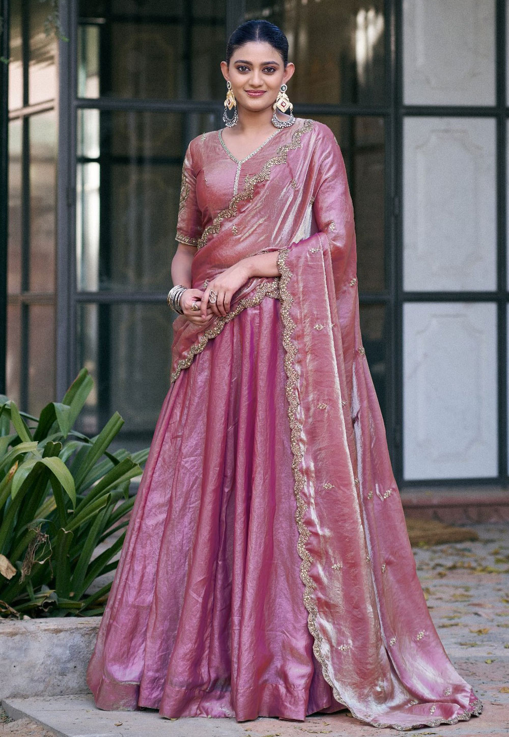 Pink Silk Circular Lehenga Choli 329106