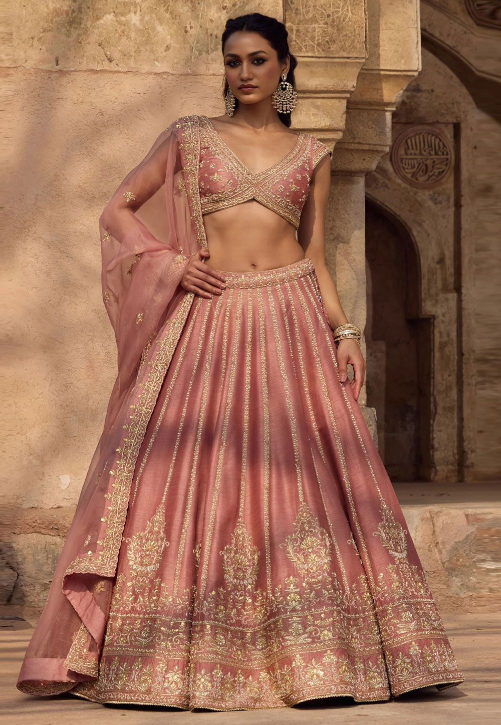 Pink Silk Circular Lehenga Choli 328225