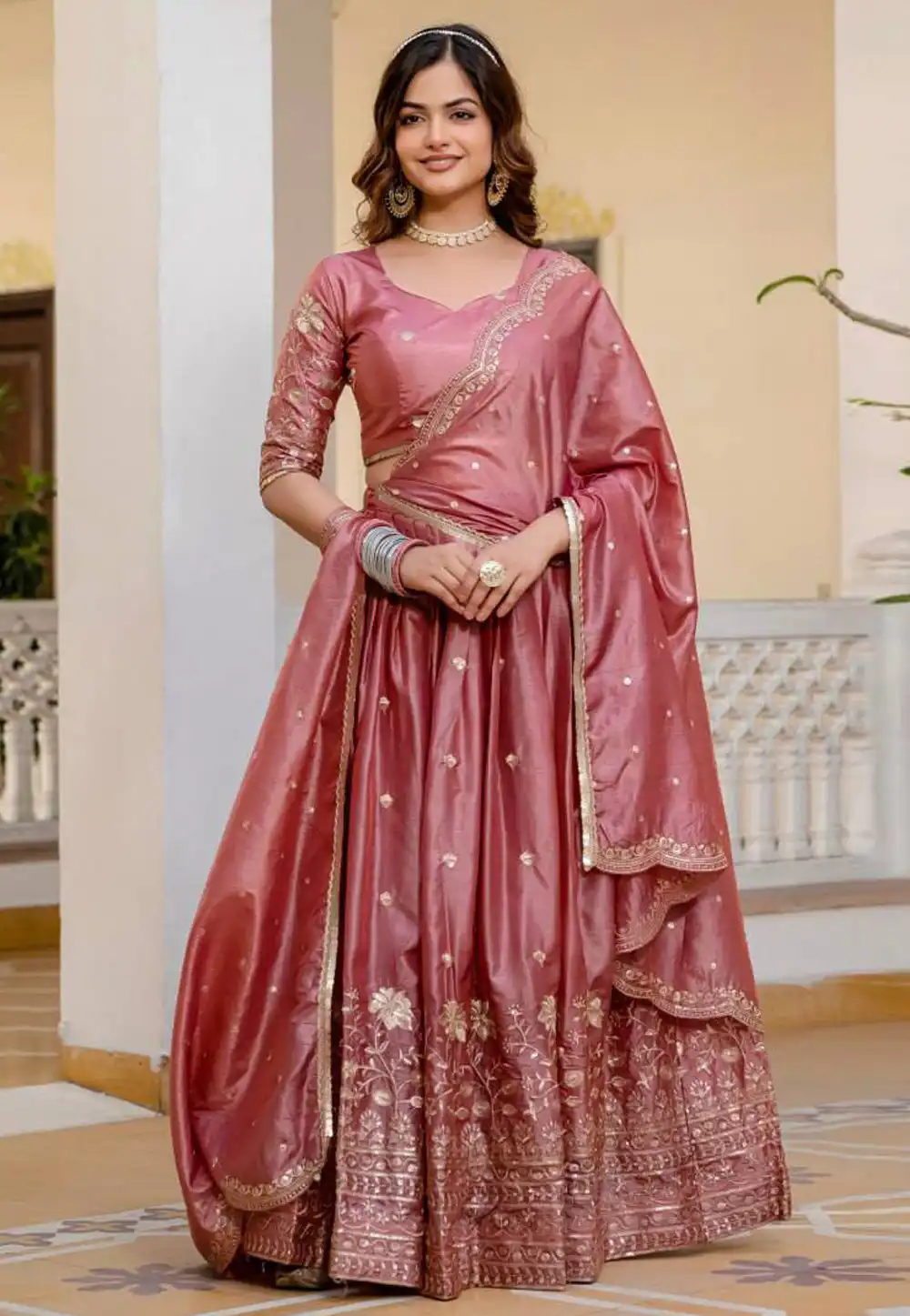 Pink Silk Circular Lehenga Choli 318737