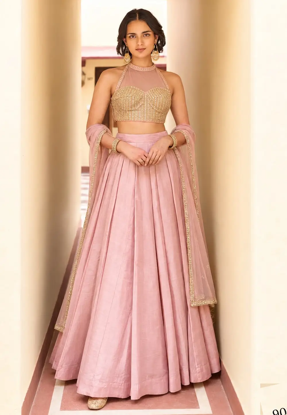 Pink Silk Circular Lehenga Choli 336075