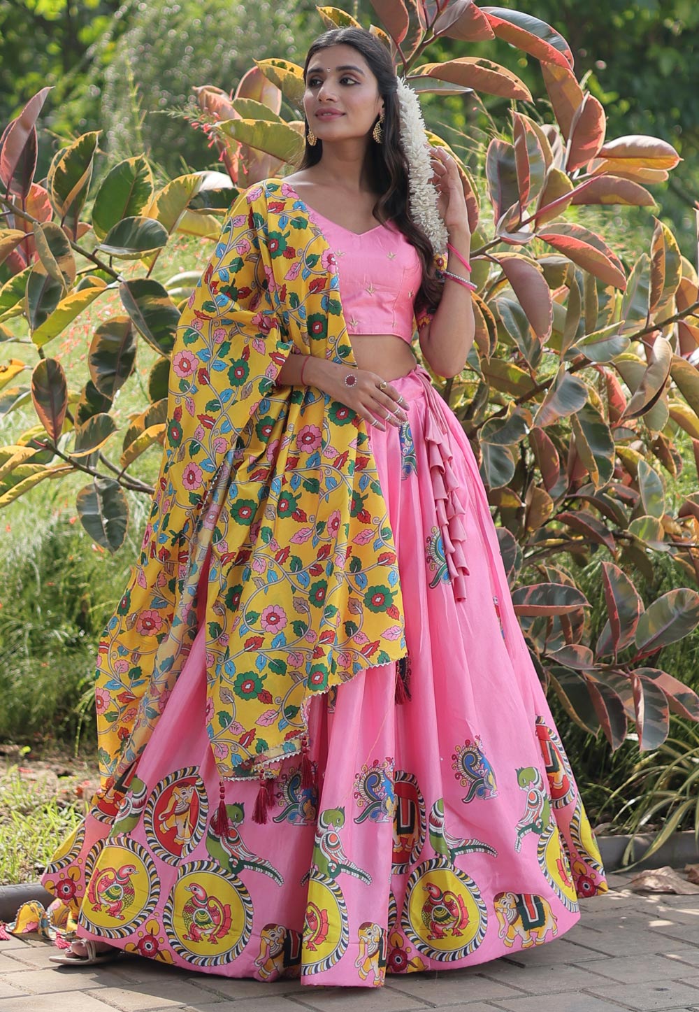 Pink Silk Circular Lehenga Choli 286154
