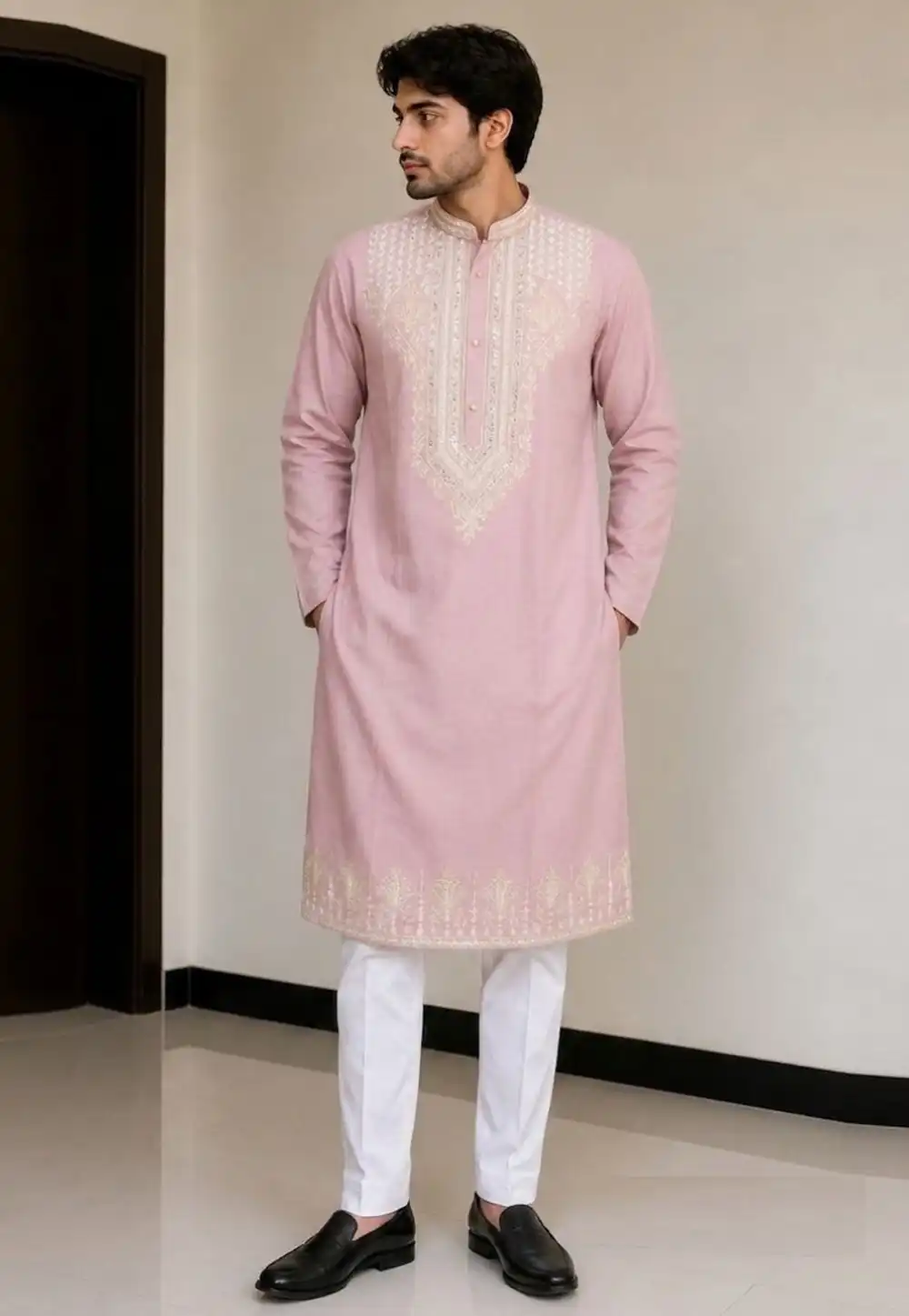 Pink Silk Kurta Pajama 328828