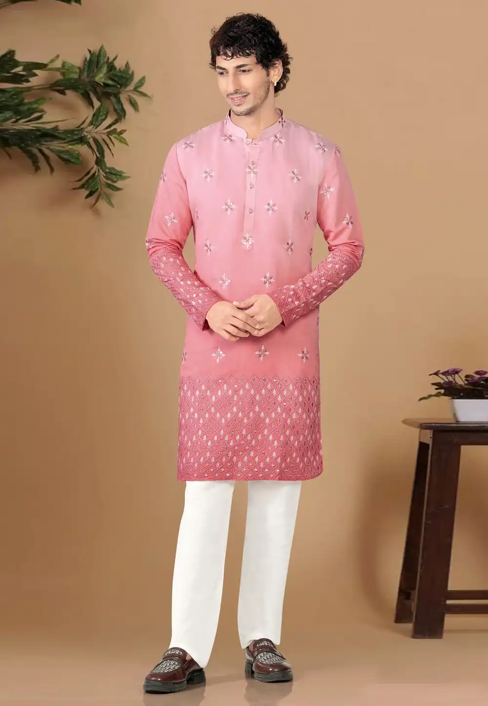 Pink Silk Kurta Pajama 325815