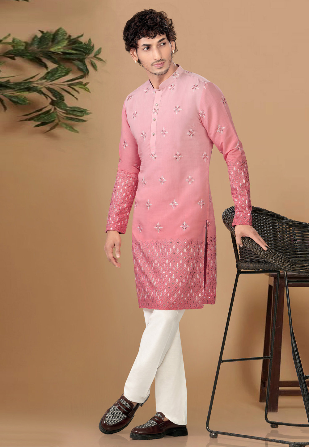 Pink Silk Kurta Pajama 325818