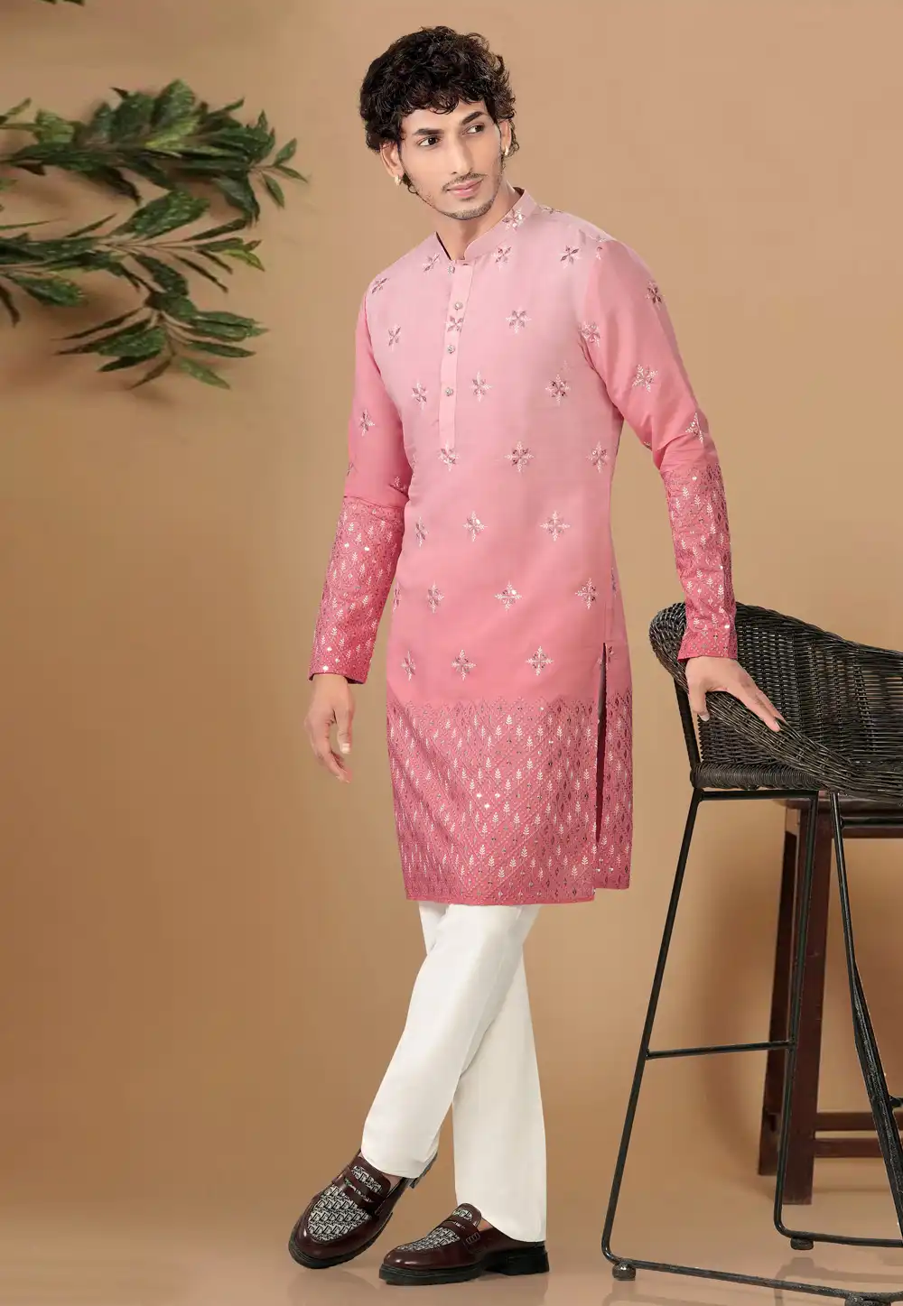 Pink Silk Kurta Pajama 325818