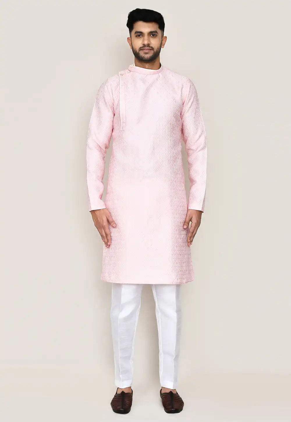 Pink Silk Kurta Pajama 306073