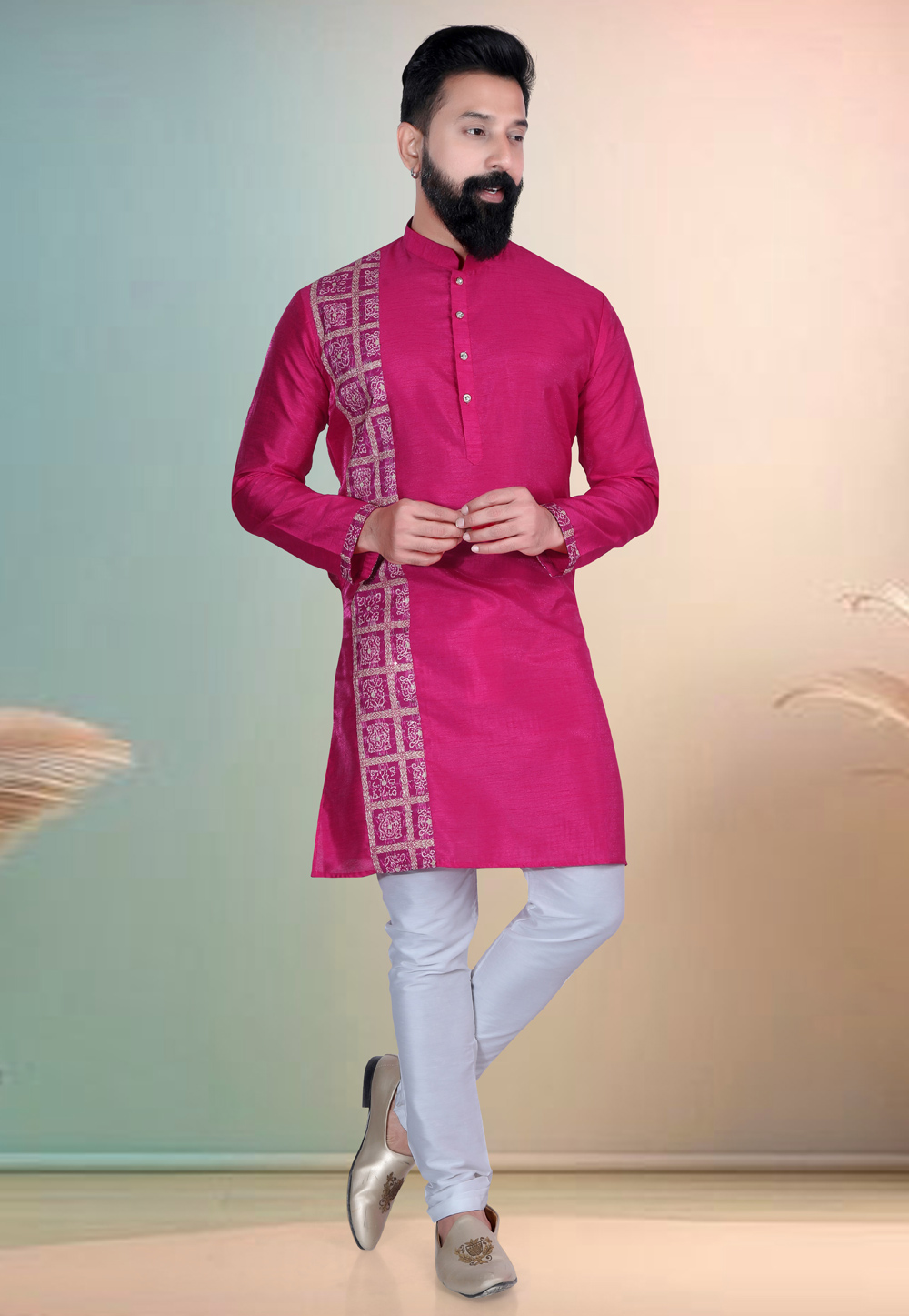 Pink Silk Kurta Pajama 318624