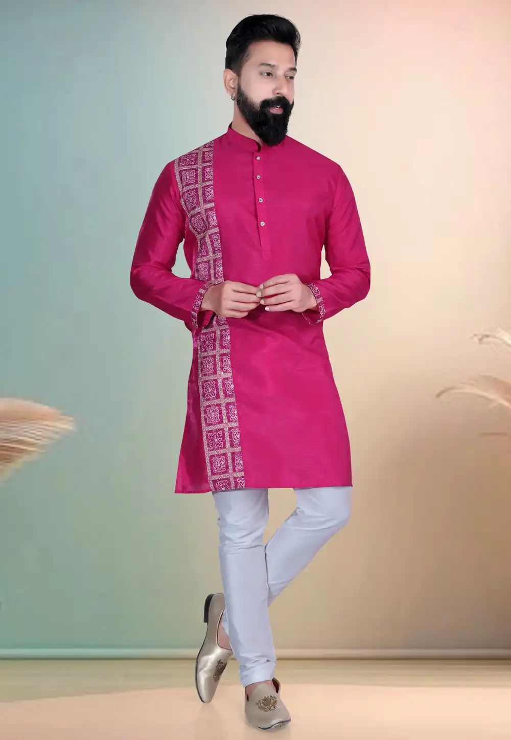Pink Silk Kurta Pajama 318624