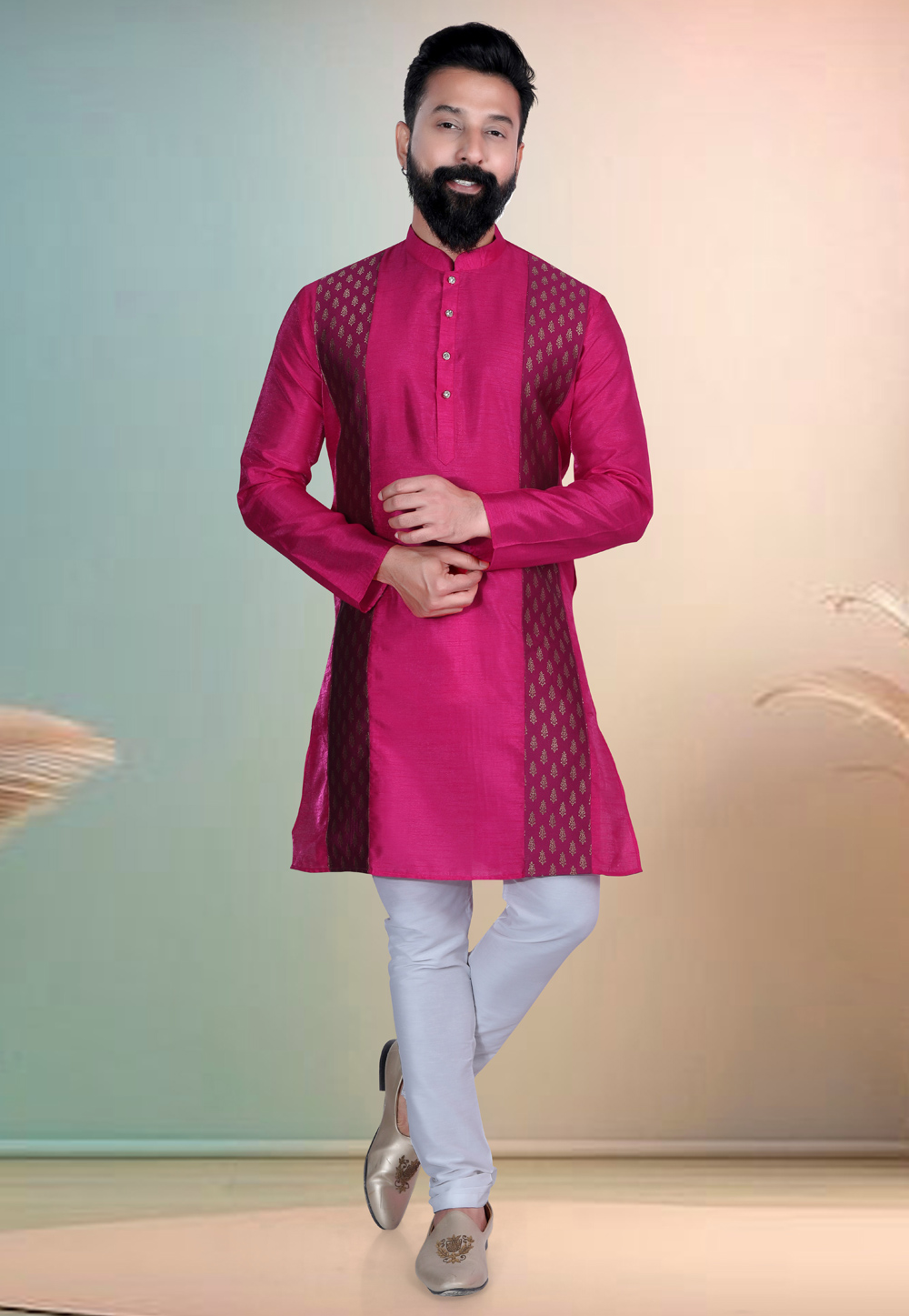 Pink Silk Kurta Pajama 318626