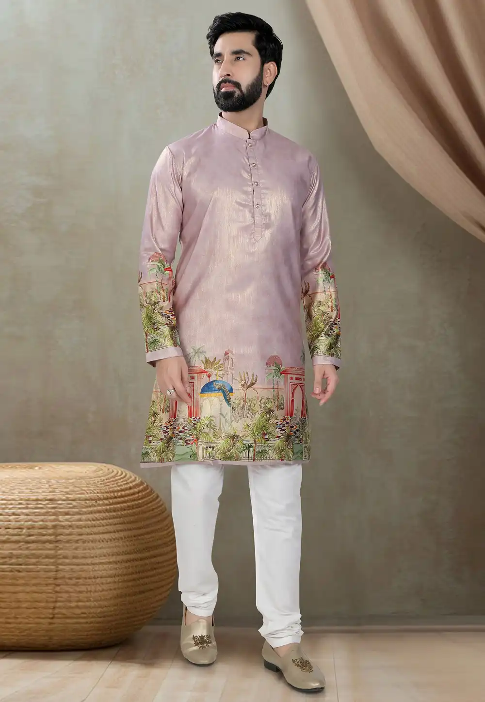 Pink Silk Kurta Pajama 310798