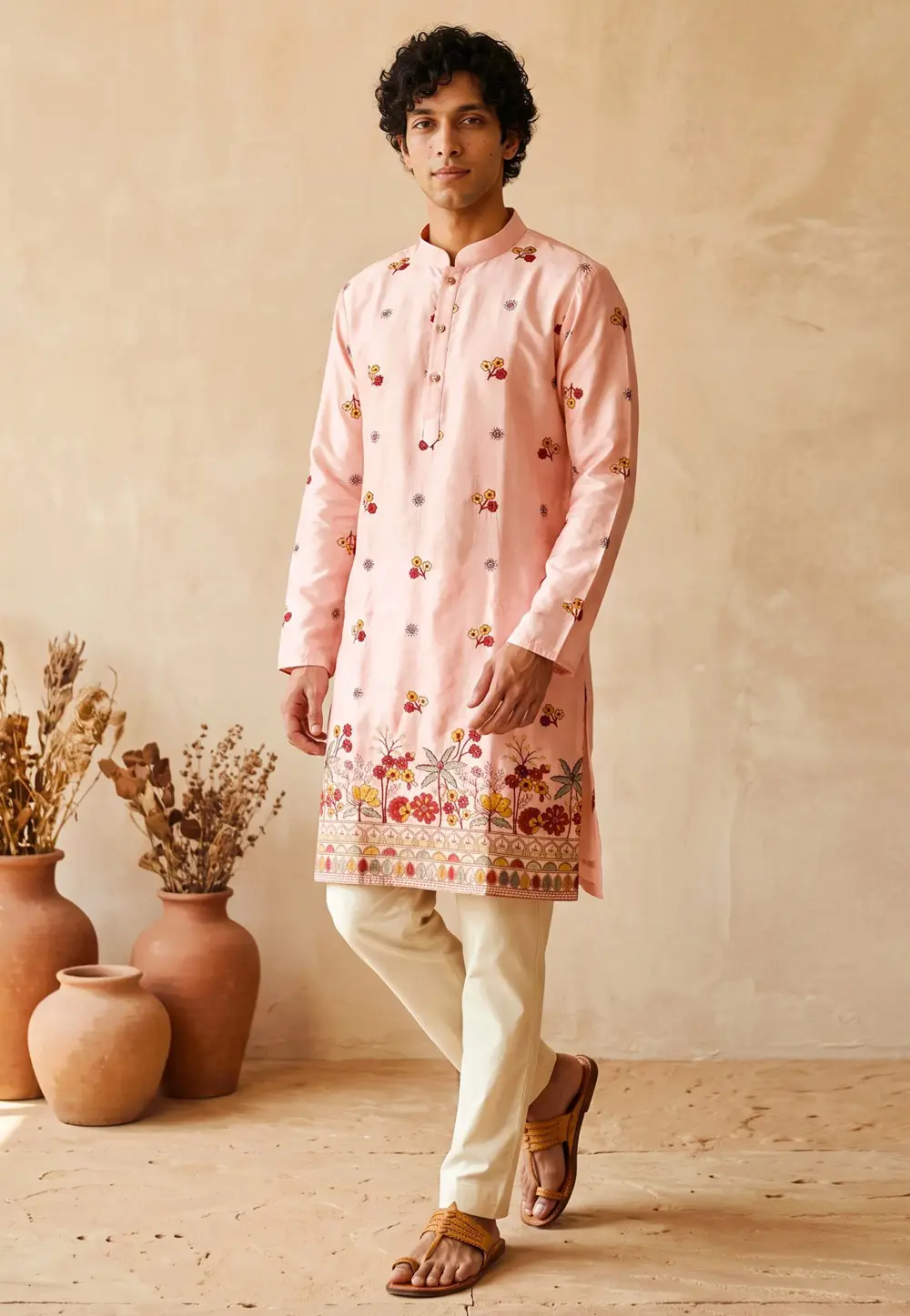 Pink Silk Kurta Pajama 336193
