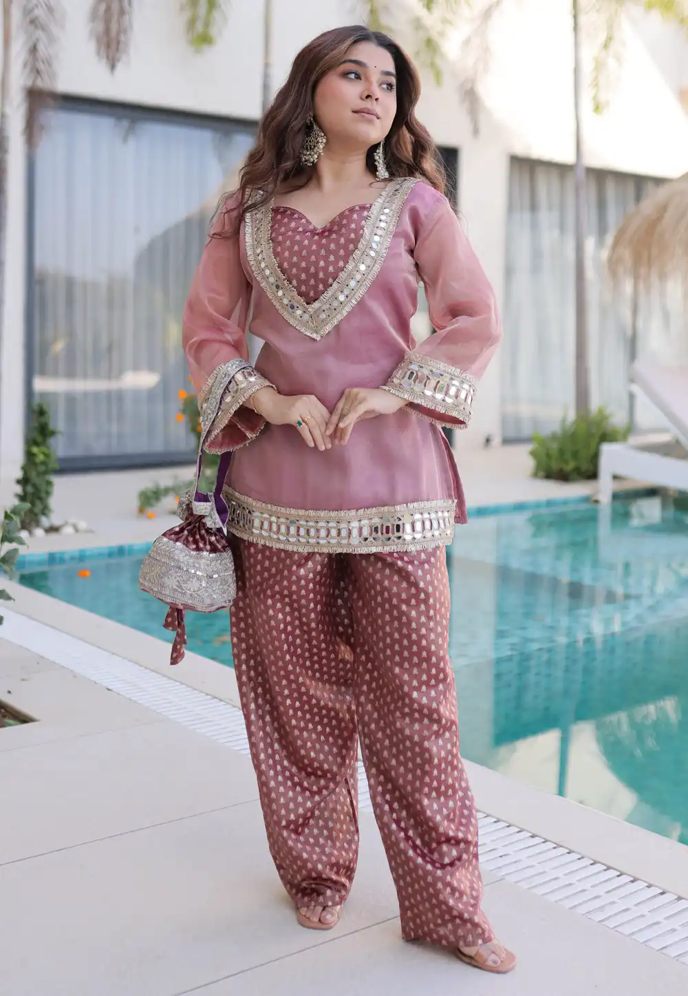 Pink Silk Kurta Set With Palazzo 323524