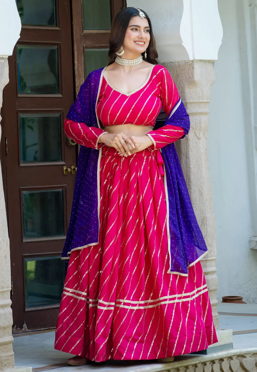 Pink Silk Lehenga Choli 332112