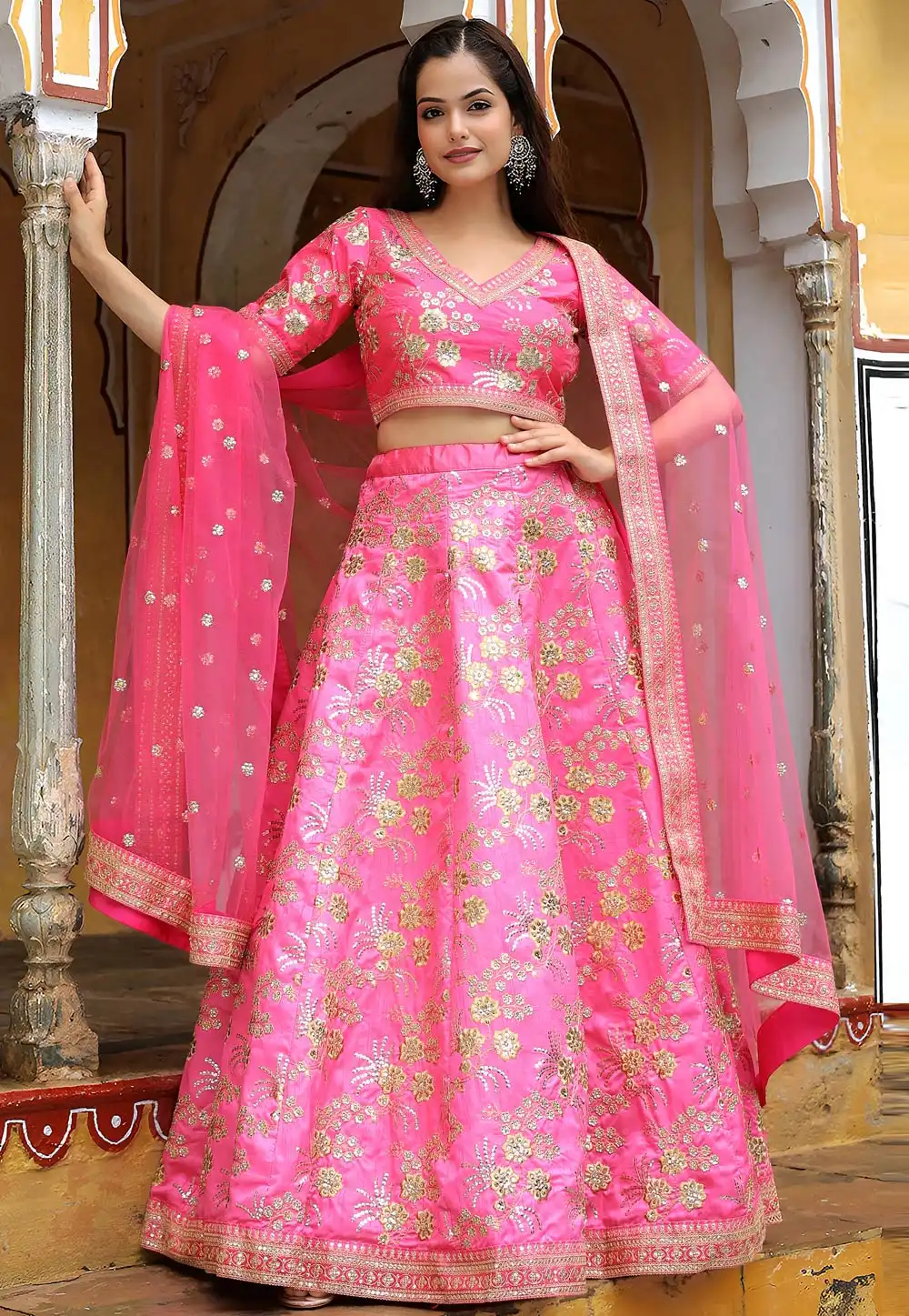 Pink Silk Lehenga Choli 315238