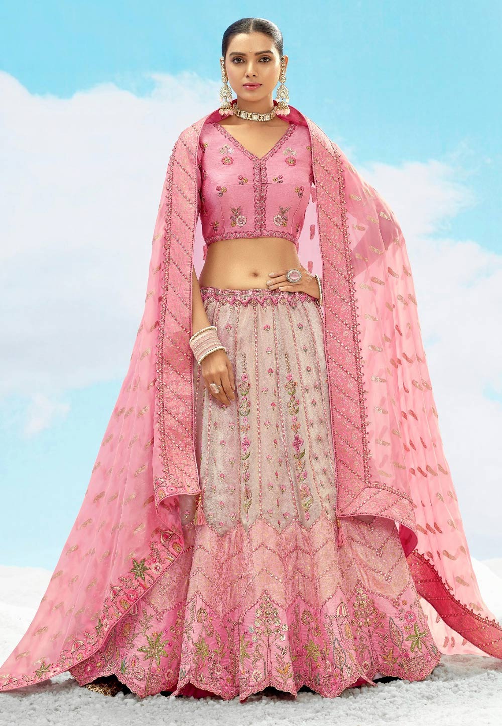 Pink Silk Lehenga Choli 306612