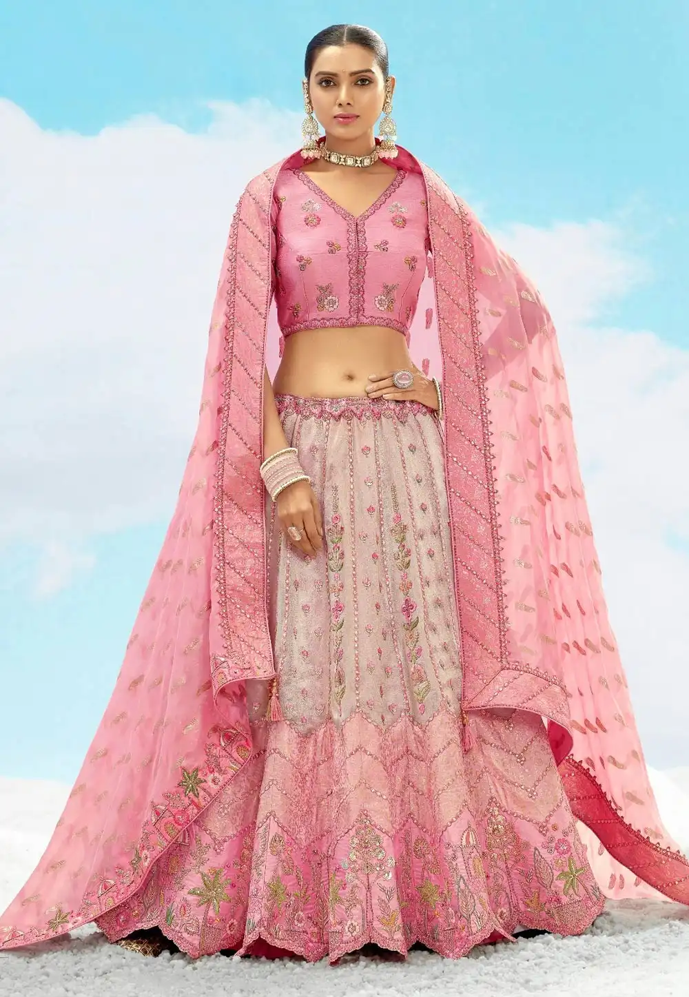 Pink Silk Lehenga Choli 306612