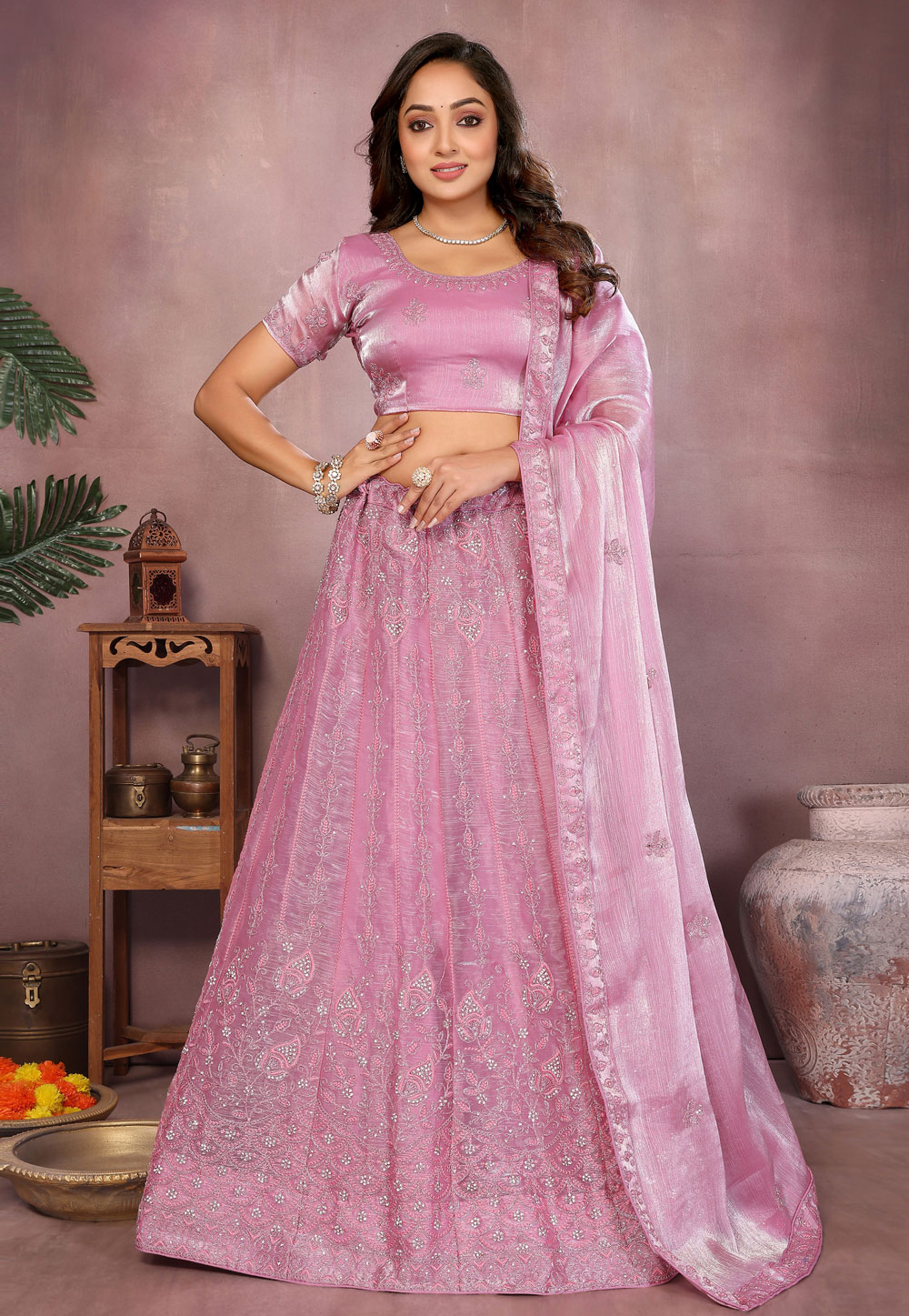 Pink Silk Lehenga Choli 320752