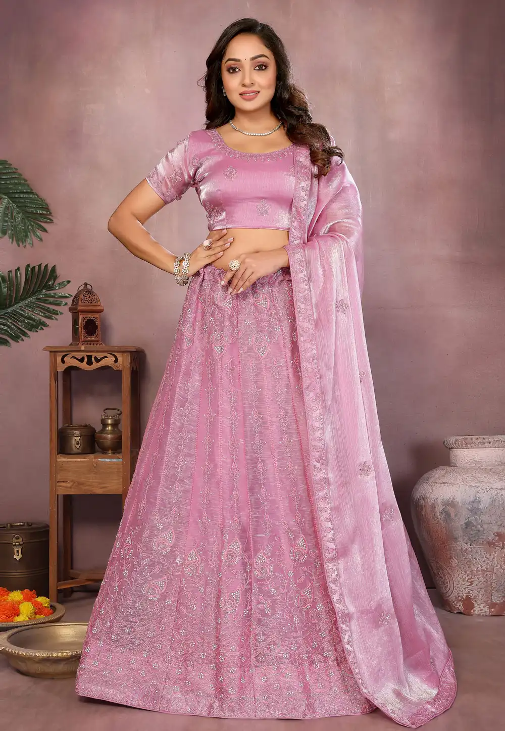 Pink Silk Lehenga Choli 320752