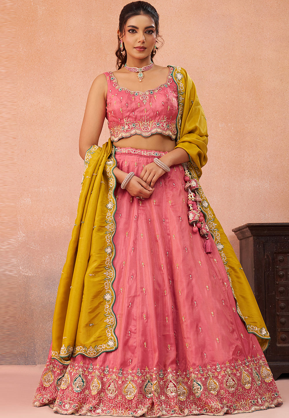 Pink Silk Lehenga Choli 326149