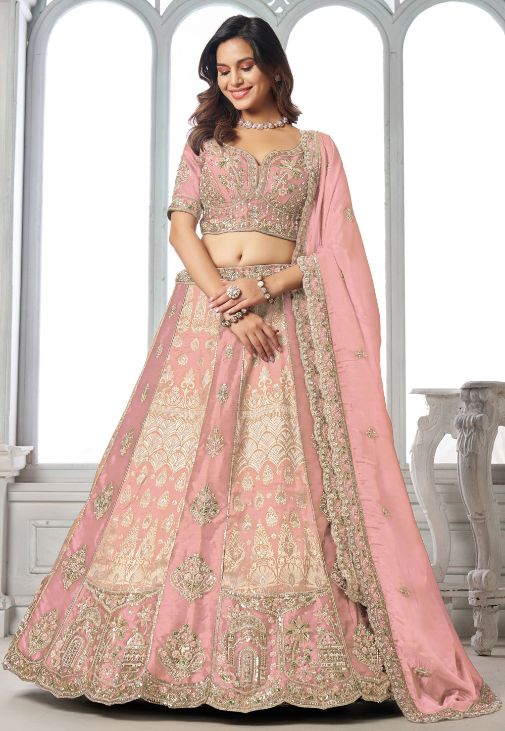 Pink Silk Lehenga Choli For Wedding 329410