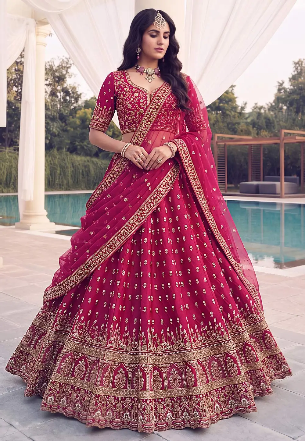 Pink Silk Lehenga Choli For Wedding 332636
