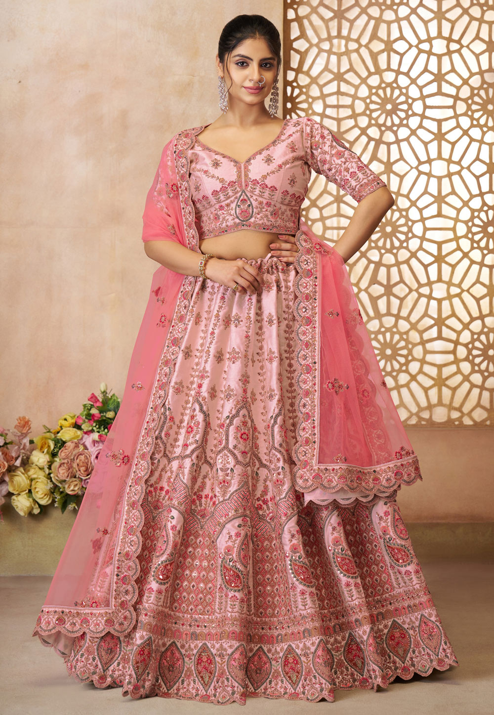 Pink Silk Lehenga Choli 308995