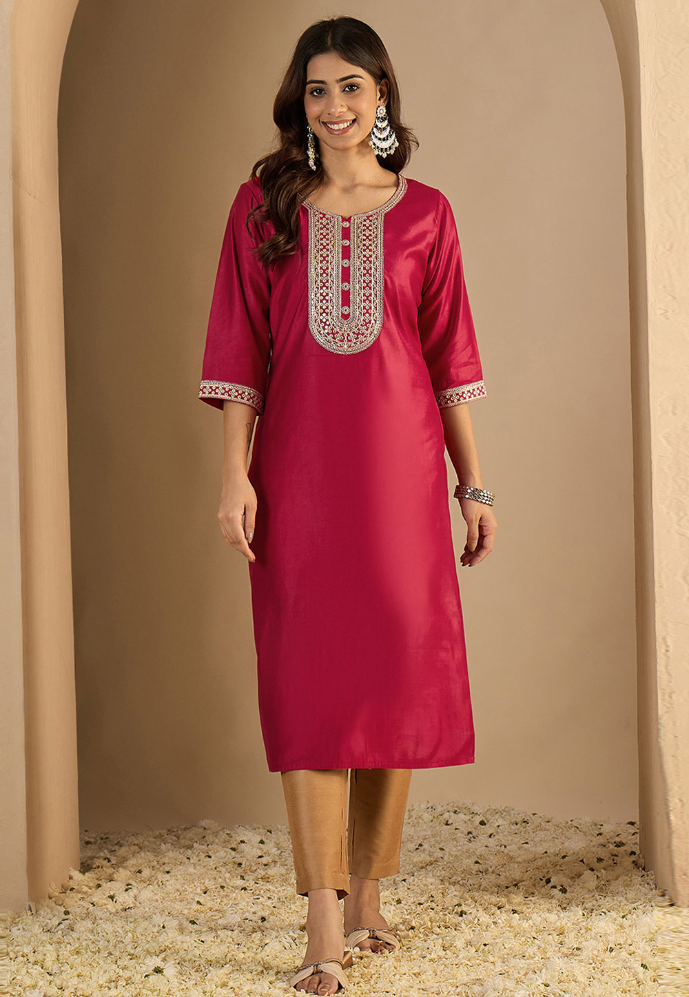 Pink Silk Long Tunic 325216
