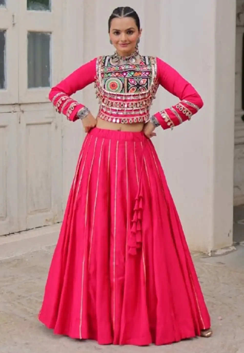Pink Silk Navratri Chaniya Choli 316334