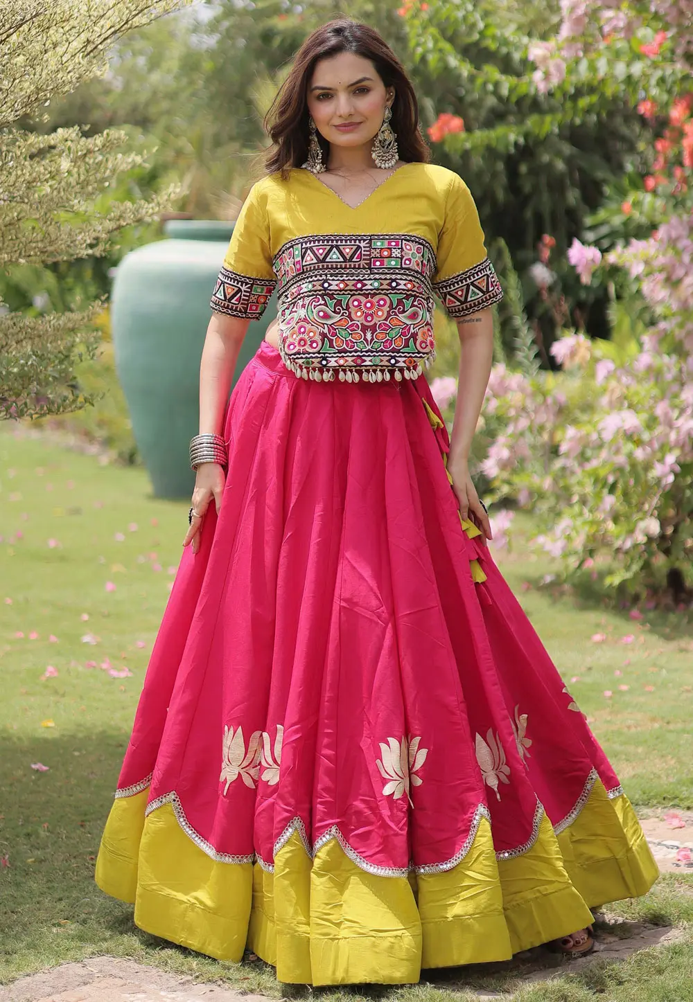 Pink Silk Navratri Chaniya Choli 331874