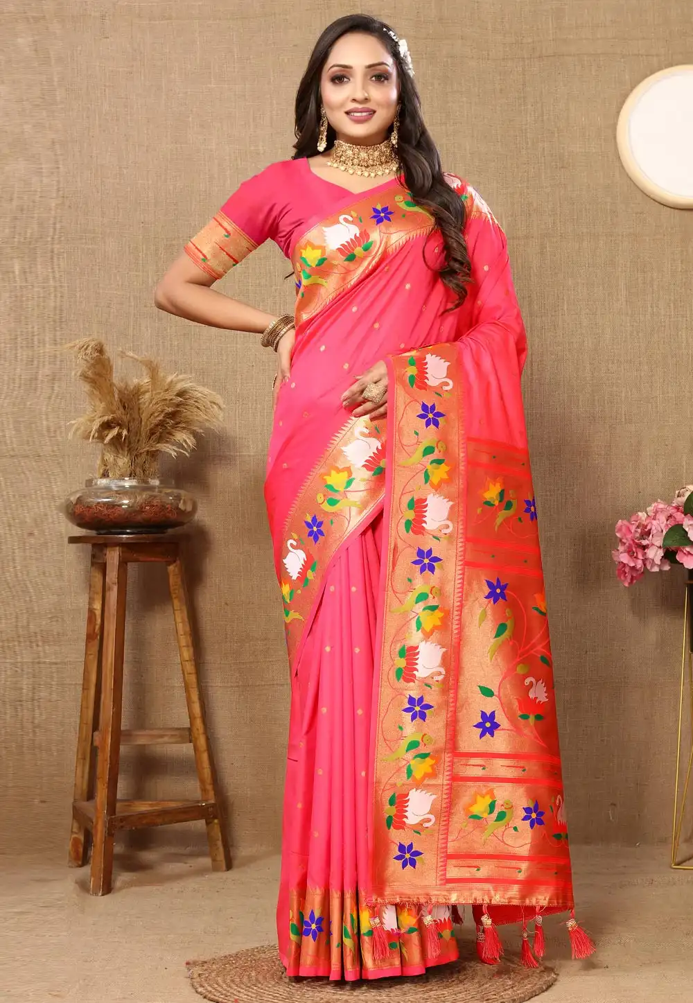 Pink Silk Paithani Saree 308367
