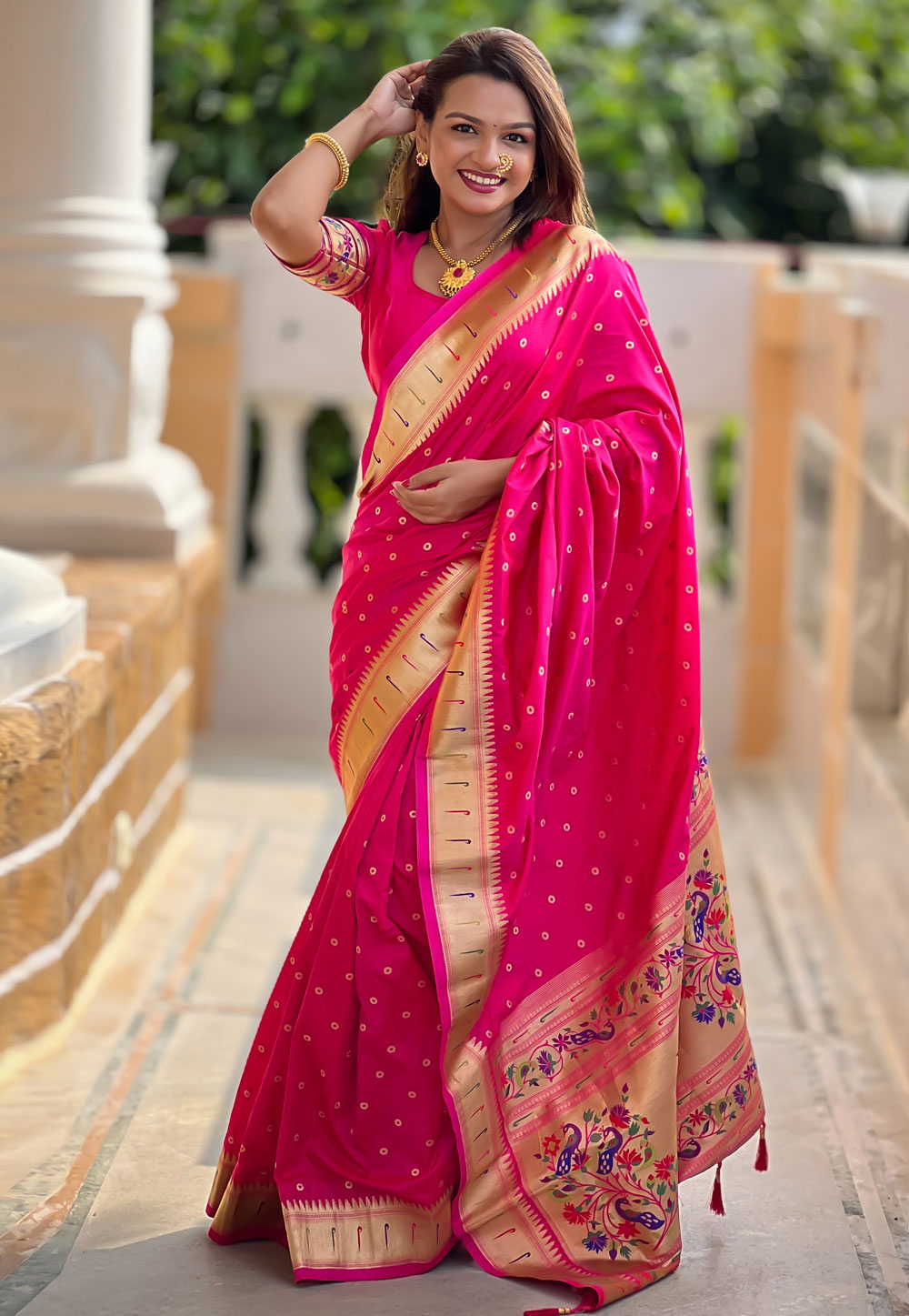 Pink Silk Paithani Saree 309229