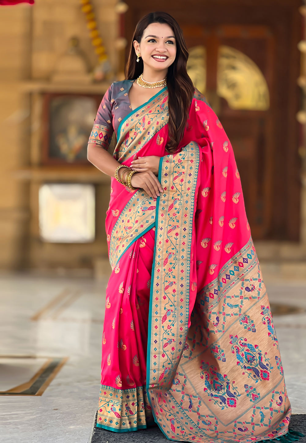Pink Silk Paithani Saree 321980