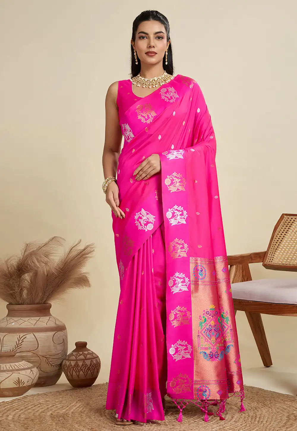 Pink Silk Paithani Saree 312958