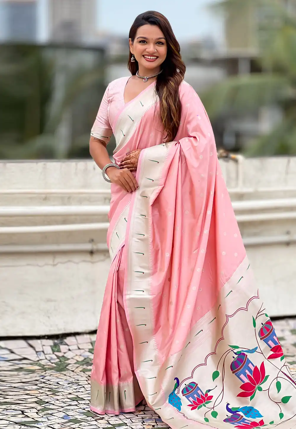 Pink Silk Paithani Saree 317149