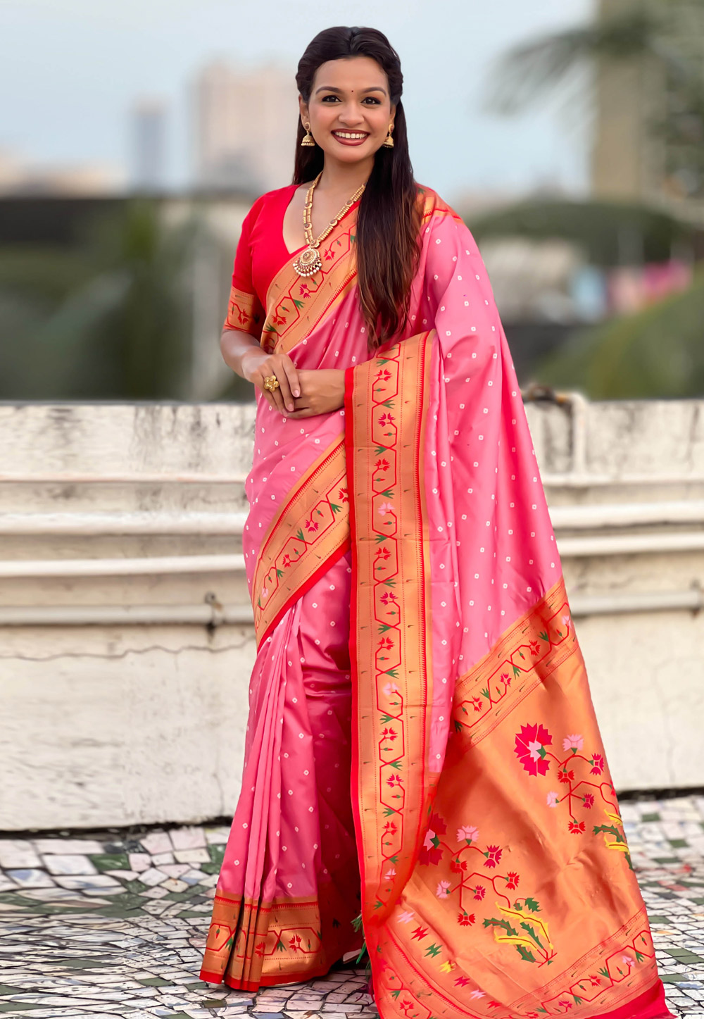 Pink Silk Paithani Saree 323542