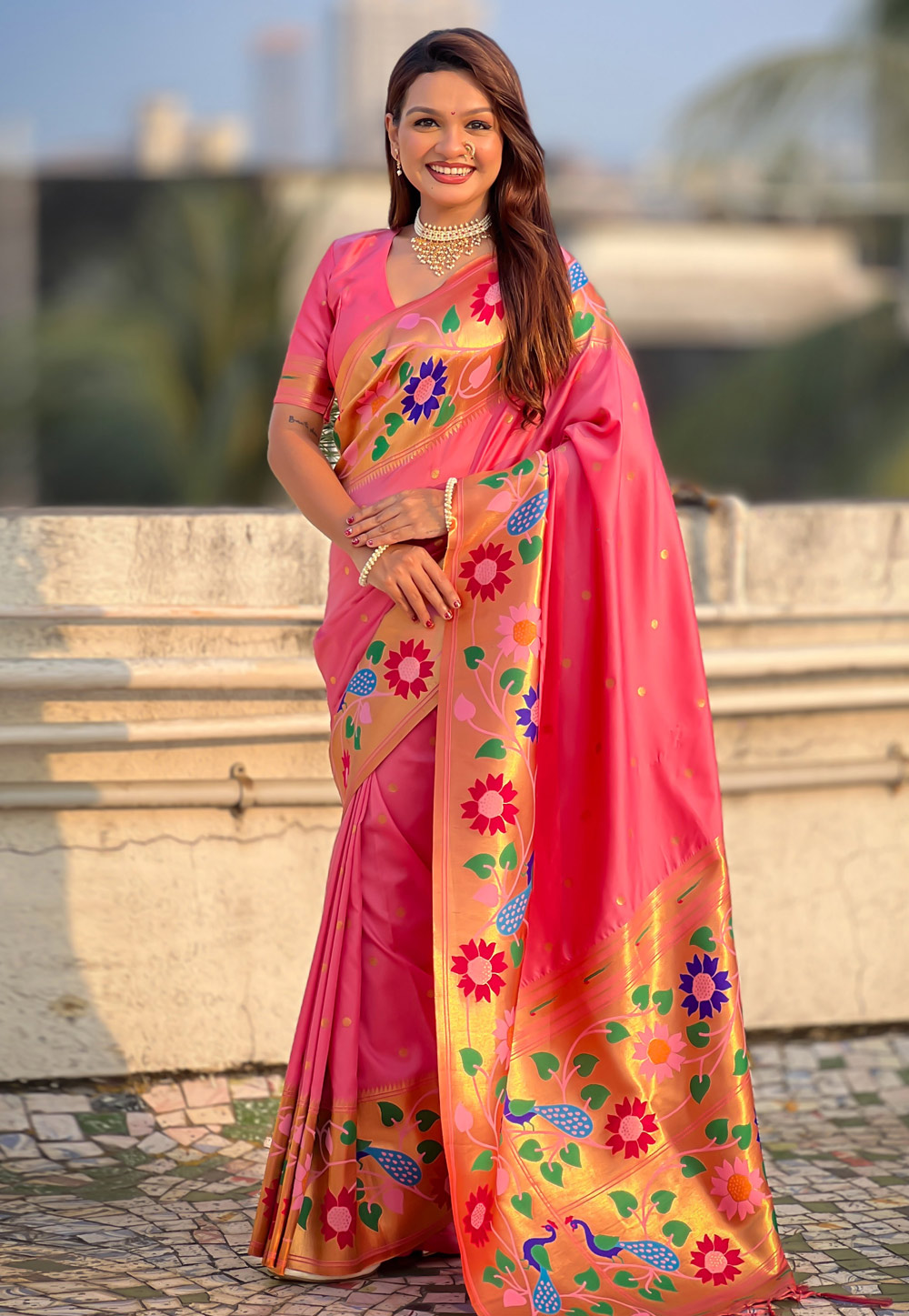 Pink Silk Paithani Saree 323576