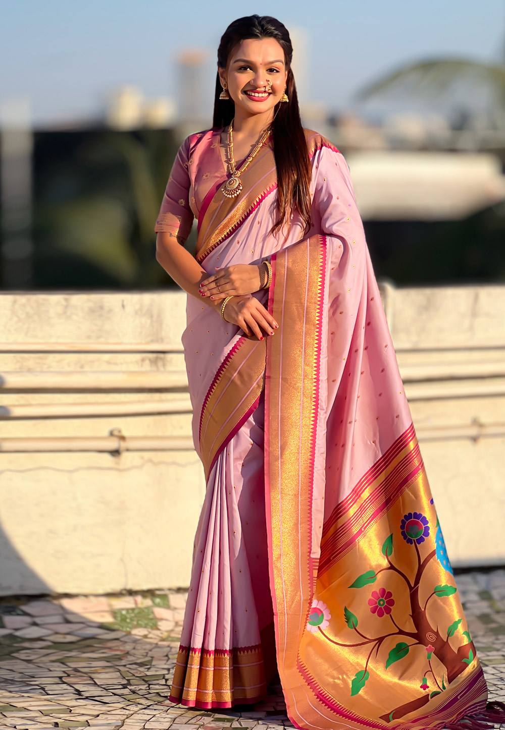 Pink Silk Paithani Saree 326724