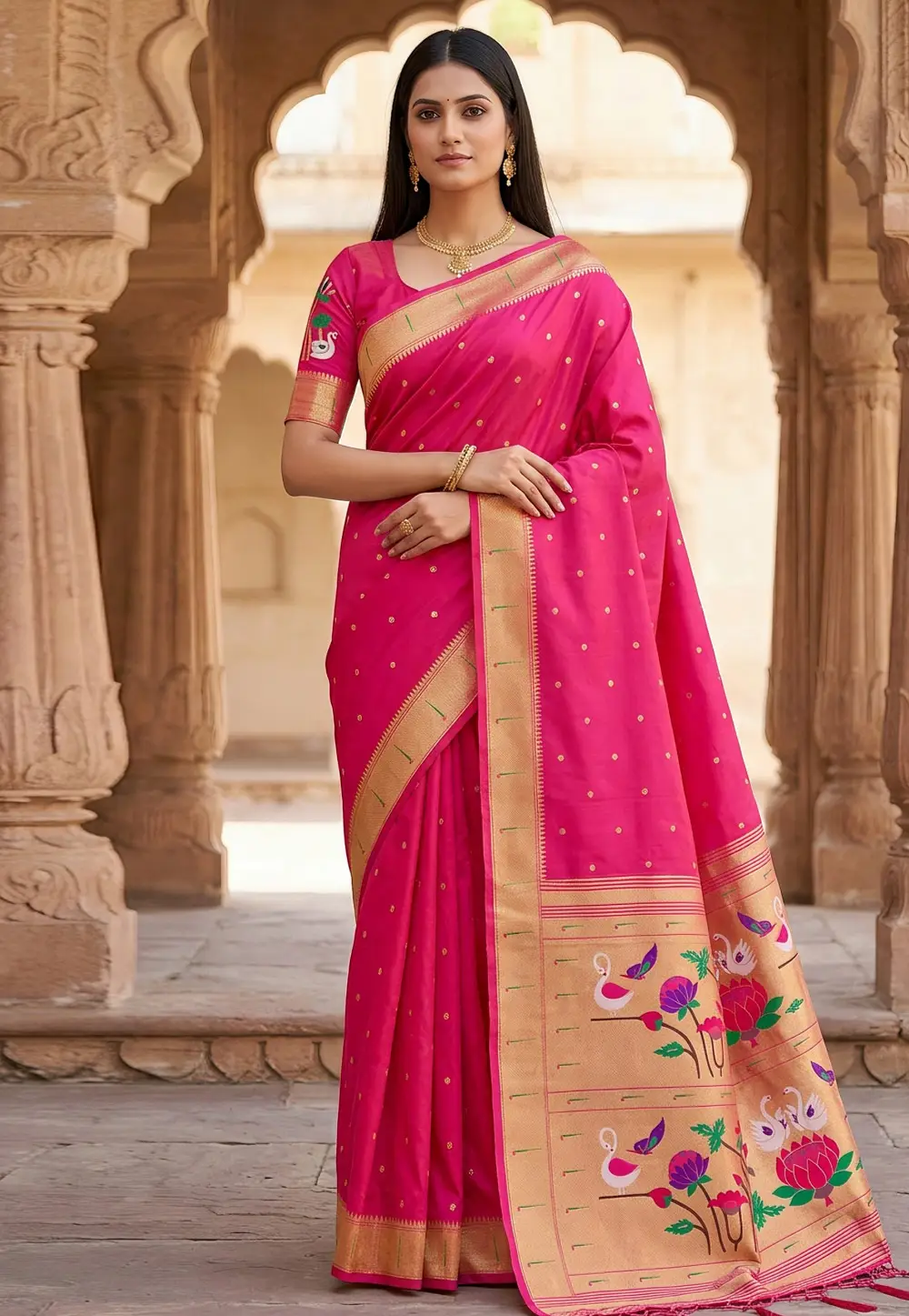 Pink Silk Paithani Saree 334033
