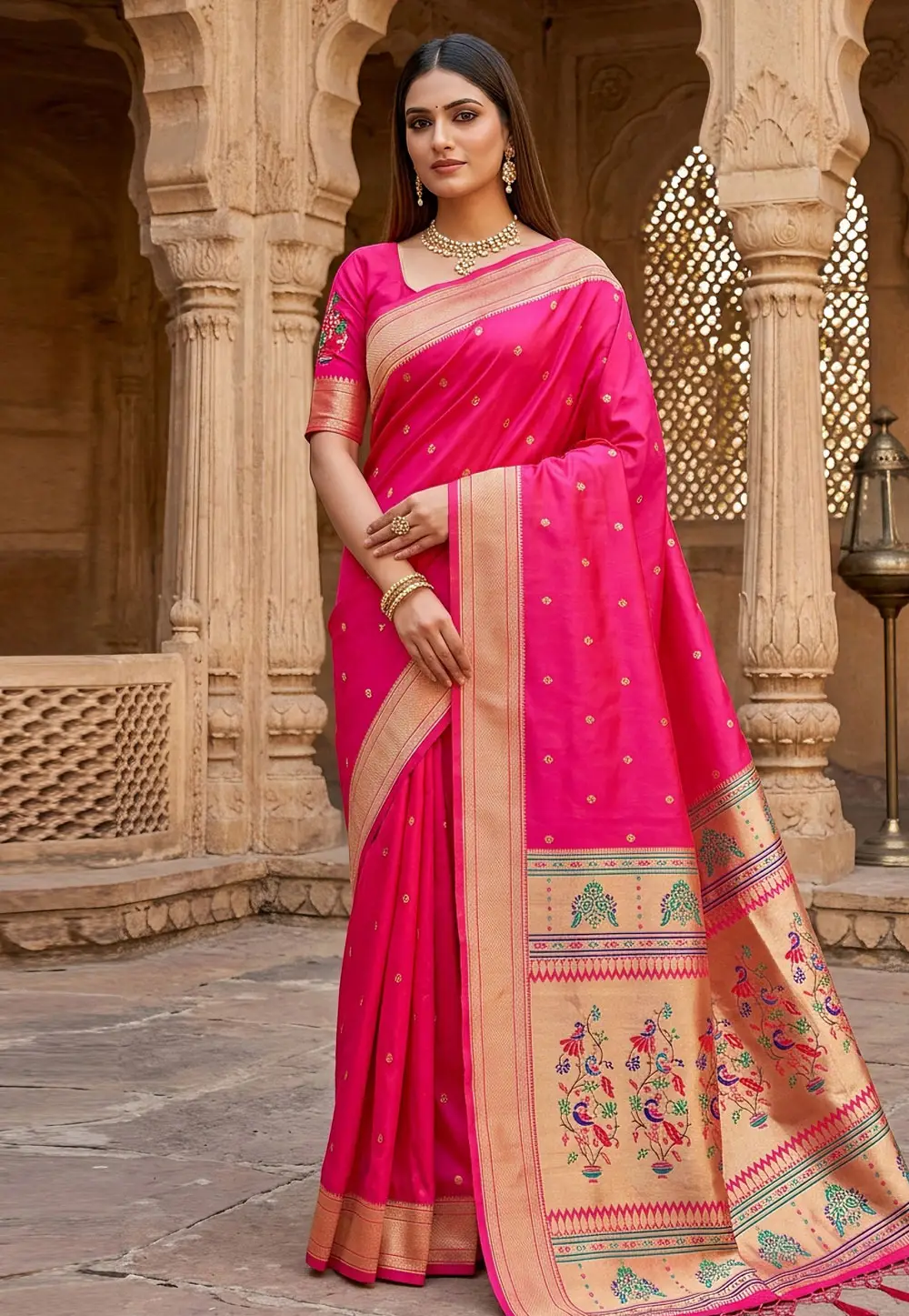 Pink Silk Paithani Saree 334386