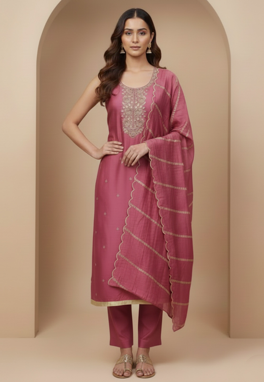 Pink Silk Pakistani Suit 322595