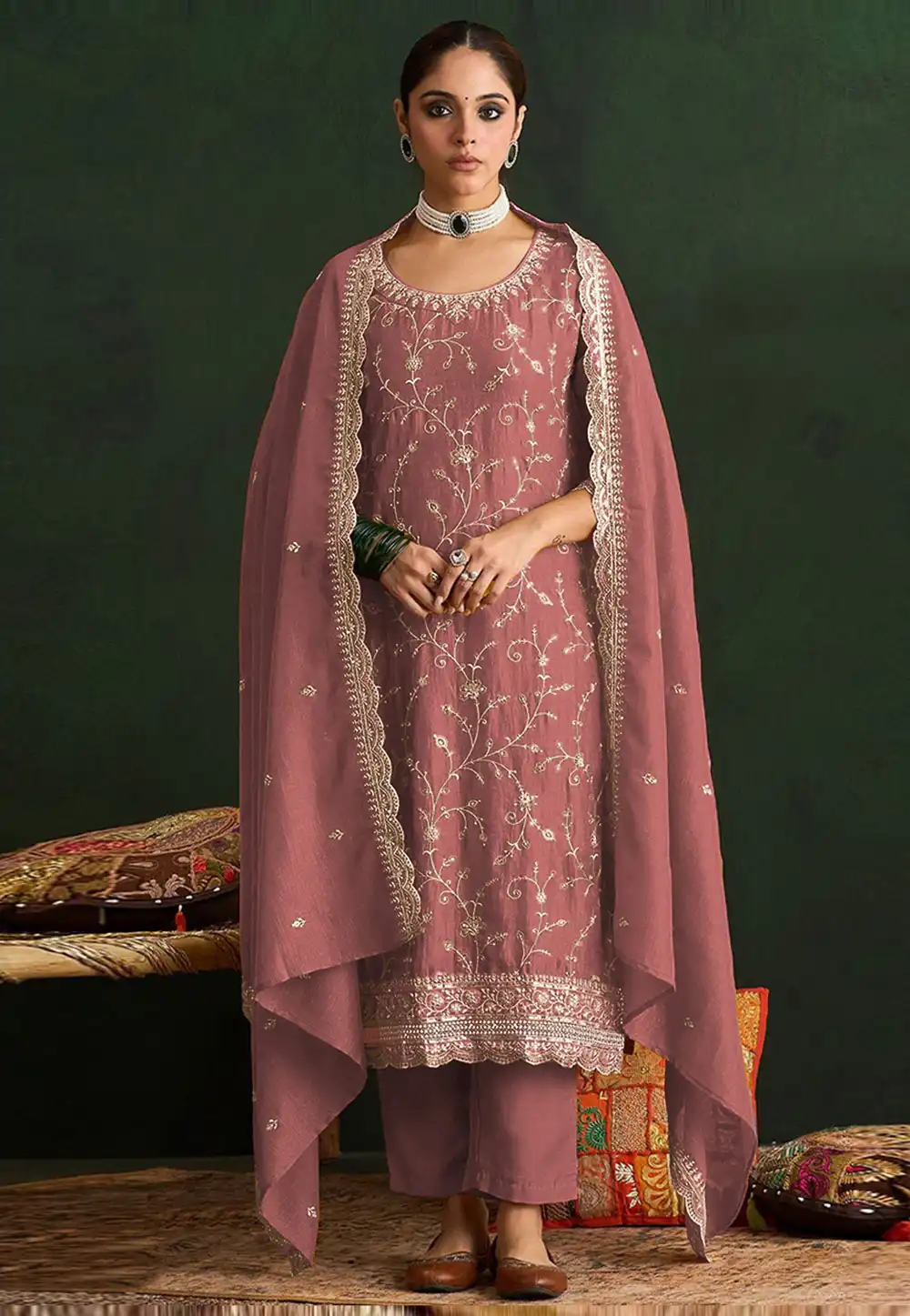Pink Silk Pant Style Suit 327991