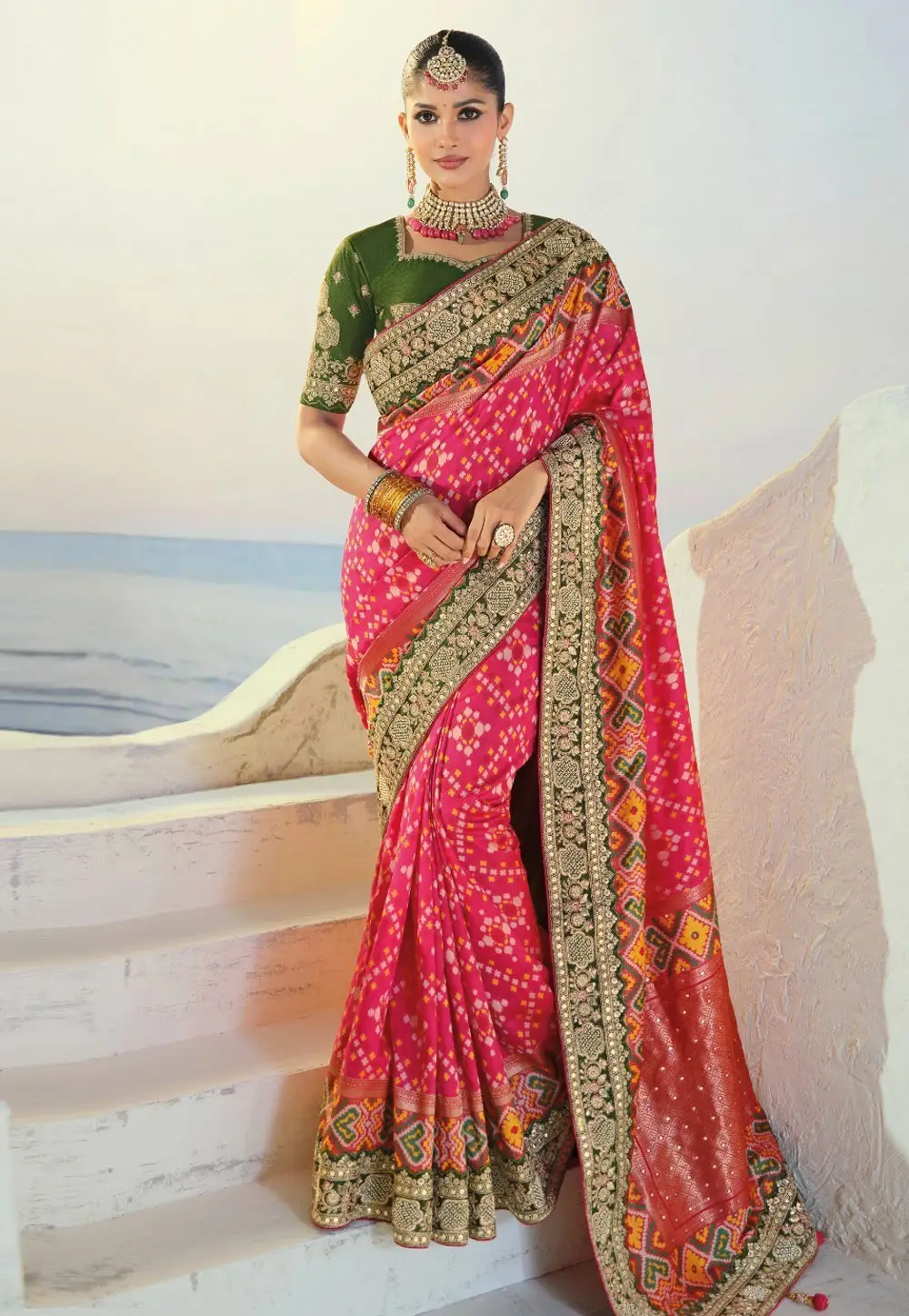 Pink Silk Patola Saree 337038