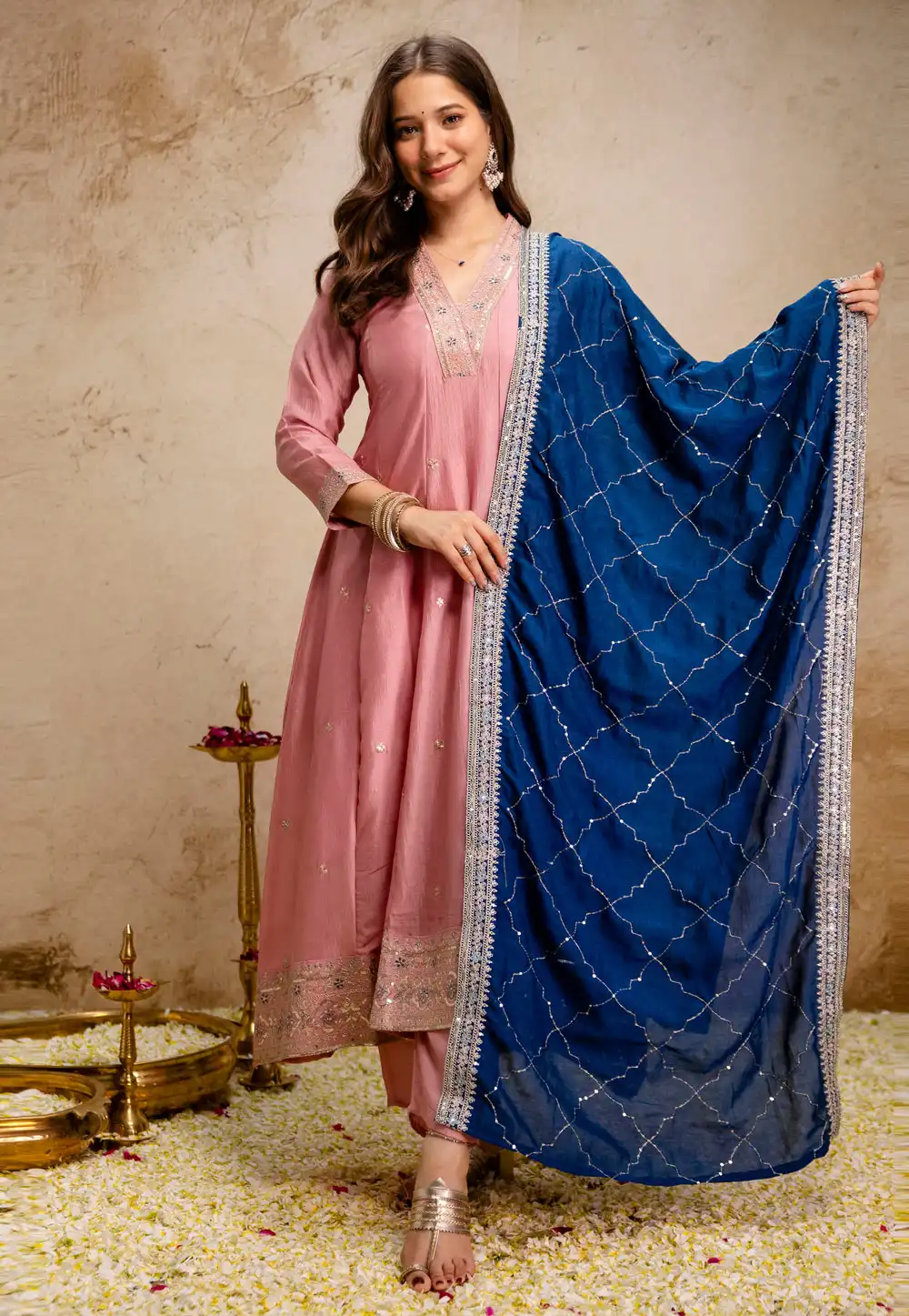 Pink Silk Readymade Anarkali Suit 326950
